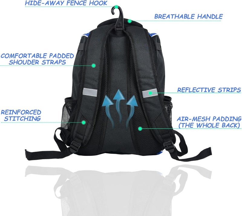WOLT Youth Baseball Bag - Bat Backpack for Baseball, T-Ball & Softball Equipment & Gear, Bat & Glove Holder, Large Main Compartment for Helmet & accessories, Separate Shoes Compartment, Fence Hook - Image 3